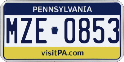 PA license plate MZE0853