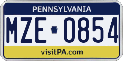 PA license plate MZE0854