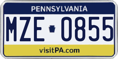 PA license plate MZE0855