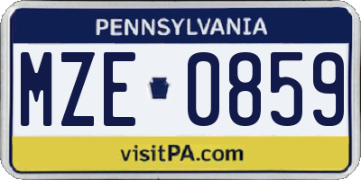 PA license plate MZE0859