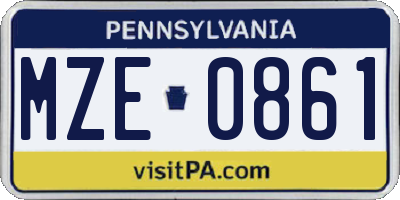 PA license plate MZE0861