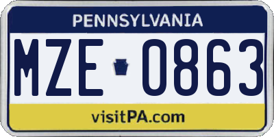 PA license plate MZE0863