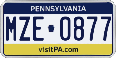 PA license plate MZE0877