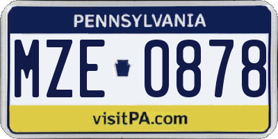 PA license plate MZE0878