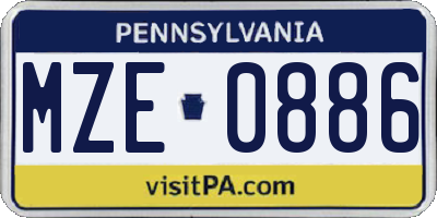PA license plate MZE0886