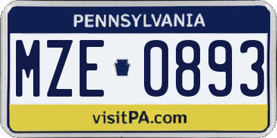 PA license plate MZE0893