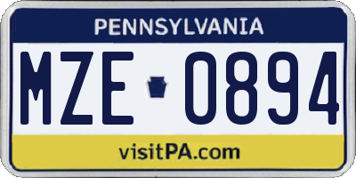 PA license plate MZE0894