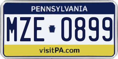 PA license plate MZE0899