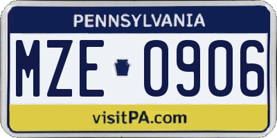 PA license plate MZE0906