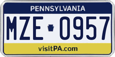 PA license plate MZE0957