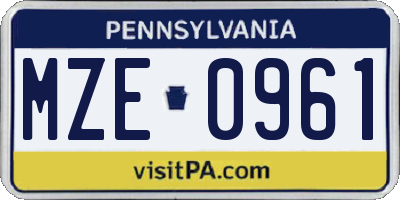 PA license plate MZE0961