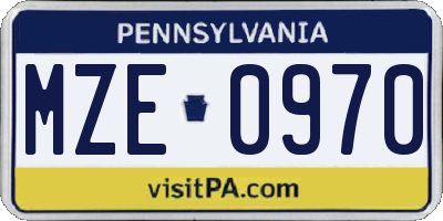 PA license plate MZE0970
