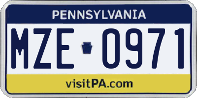 PA license plate MZE0971