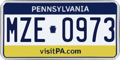 PA license plate MZE0973