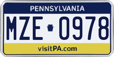 PA license plate MZE0978