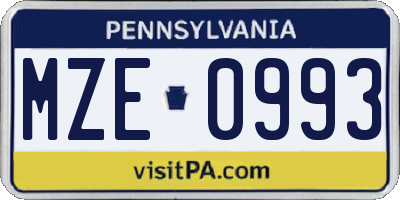 PA license plate MZE0993