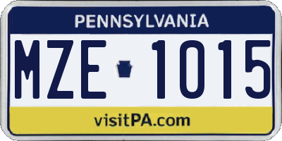PA license plate MZE1015