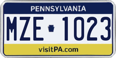 PA license plate MZE1023