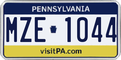 PA license plate MZE1044