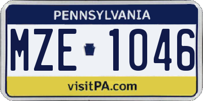 PA license plate MZE1046