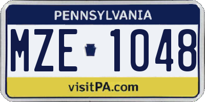 PA license plate MZE1048
