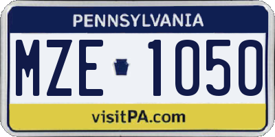 PA license plate MZE1050
