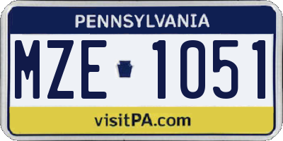PA license plate MZE1051