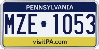PA license plate MZE1053
