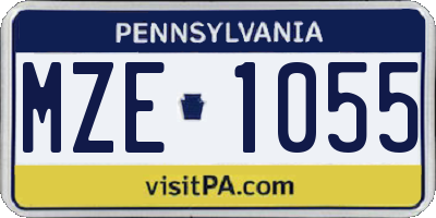PA license plate MZE1055