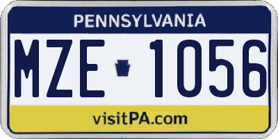 PA license plate MZE1056