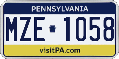 PA license plate MZE1058