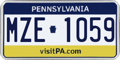 PA license plate MZE1059