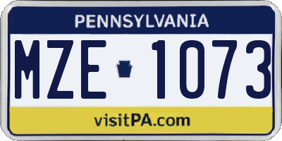 PA license plate MZE1073
