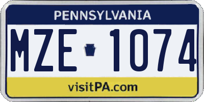 PA license plate MZE1074