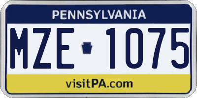 PA license plate MZE1075