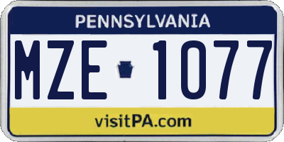 PA license plate MZE1077