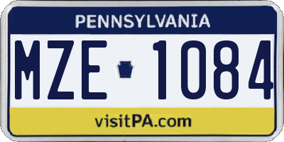 PA license plate MZE1084