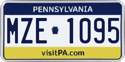 PA license plate MZE1095
