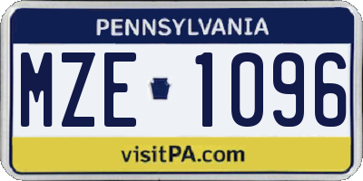 PA license plate MZE1096