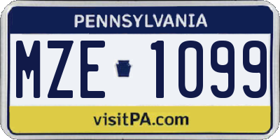 PA license plate MZE1099