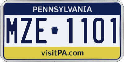 PA license plate MZE1101