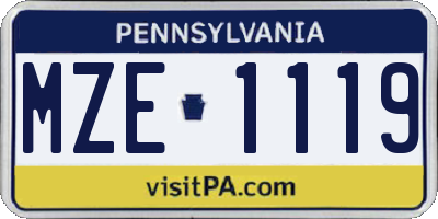 PA license plate MZE1119