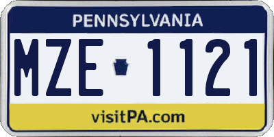 PA license plate MZE1121
