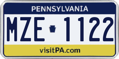 PA license plate MZE1122