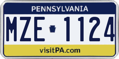 PA license plate MZE1124