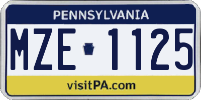 PA license plate MZE1125
