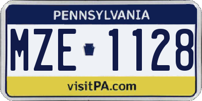 PA license plate MZE1128