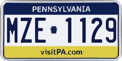 PA license plate MZE1129