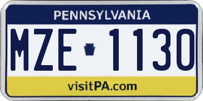 PA license plate MZE1130