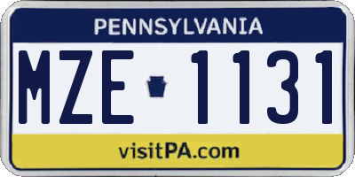PA license plate MZE1131